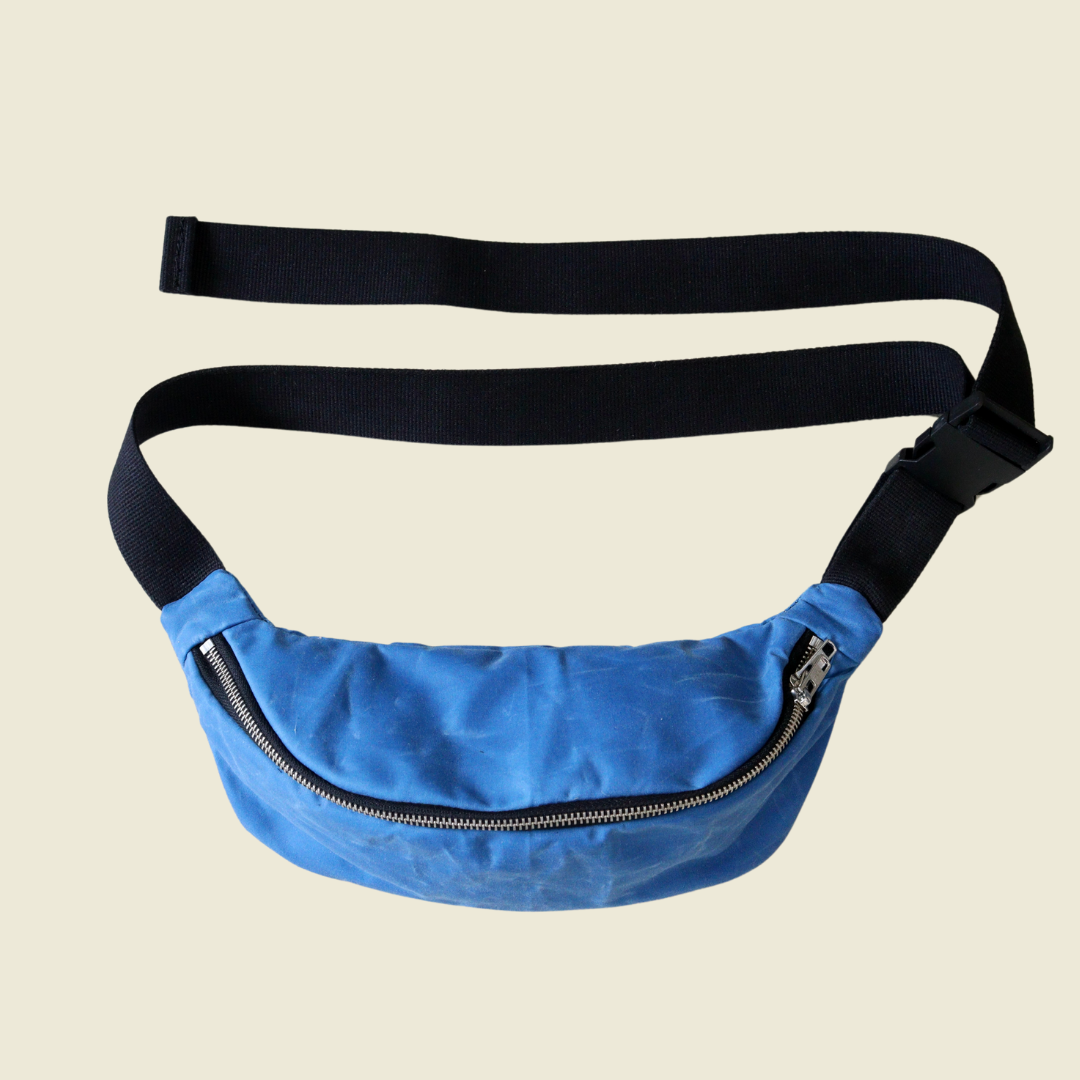 Electric Blue Waxed Canvas - Mini Crossbody Bag